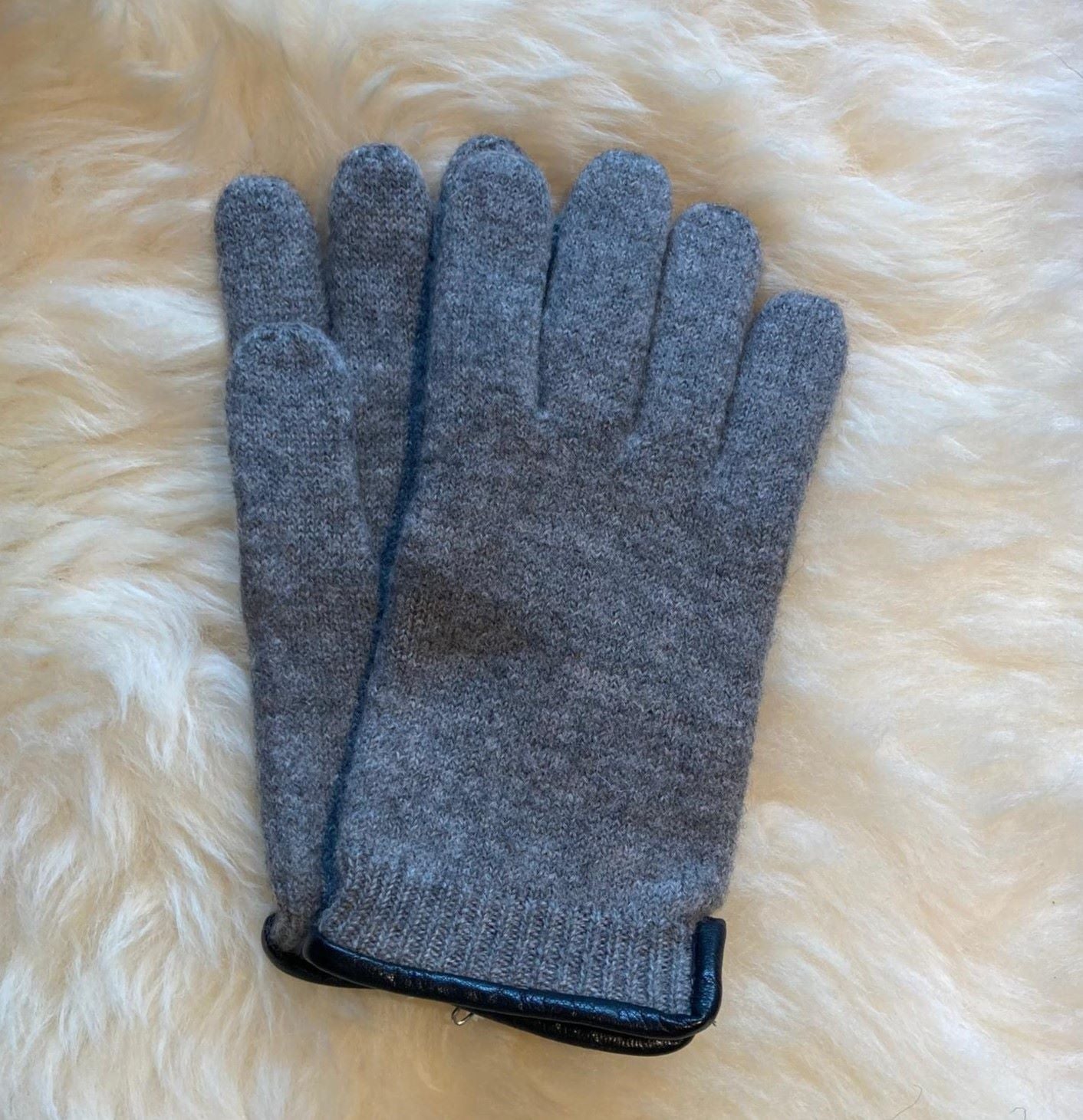 Handschuh Schurwolle gewalkt |  Anthrazit und Hellgrau