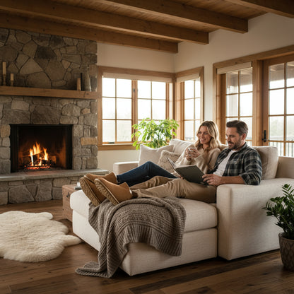 Hausschuhe Stiefel Leder beige Lammfell weiß