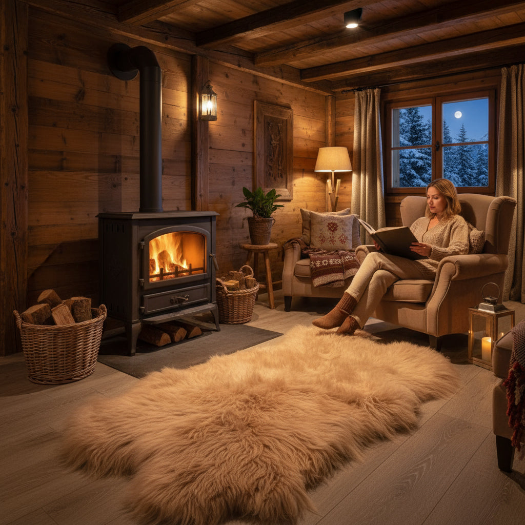 Island Schaffell Teppich aus 4 Fellen beige