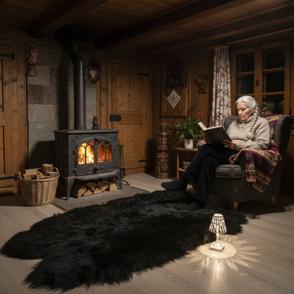 Island Schaffell Teppich aus 4 Fellen schwarz