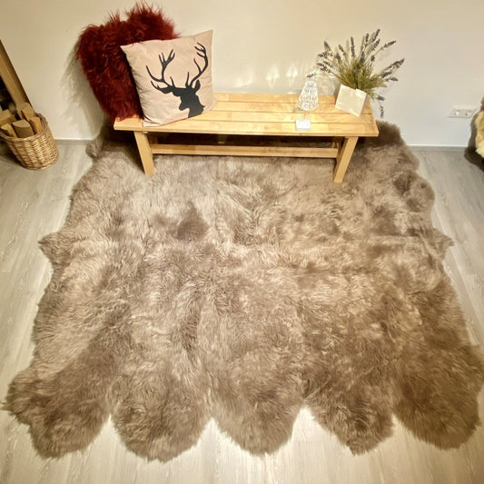 Carpet made of real sheepskin in natural white