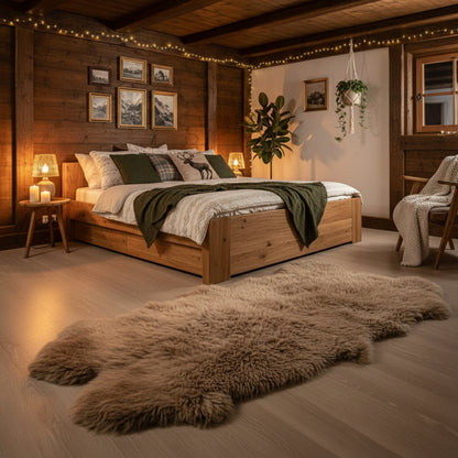 Schaffell Teppich aus 4 Fellen in greige