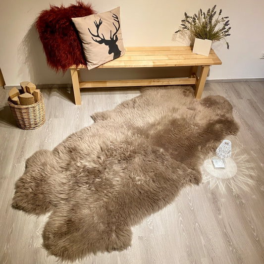 Carpet made of real sheepskin in natural white